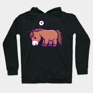 Cute Horse Eating Grass Cartoon Hoodie